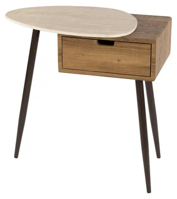 Immagine prodotto di Comodino FURNLUX Travino Beige, Rovere e Bronzo 60 cm / Colore principale: Beige / Dimensioni: 60 x 60 x 35 cm