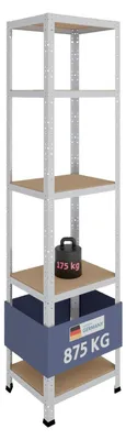 Image de Étagère métallique - Étagère de rangement - 200 x 50 x 40 cm - Galvanisé - 5 étagères - 175 kg par étagère