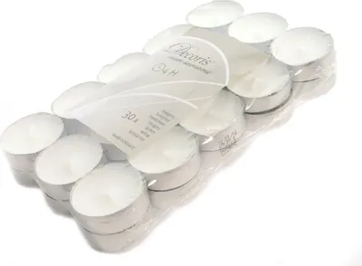 Produktbild von Teelichter Kerzen weiß Brenndauer 4 H    30 Stück
