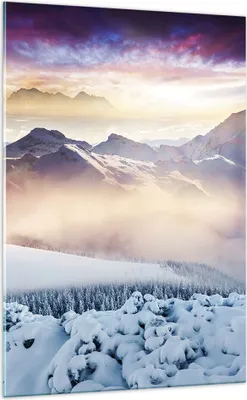 Produktbild von Bilder auf glas - Einteilig - Berge Schnee Winter - 70x100cm - Glasbilder - Wandbilder - Bilder - zum Aufhängen bereit - Wanddekoration aus Glas - Glas Bilder - Wandbild auf Glas - GPA70x100-3596