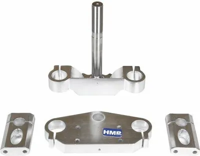 Produktbild von Gabelbrücken Set für 33mm Standrohre Alu Typ 7 silber Pitbike Dirt Bike HMParts