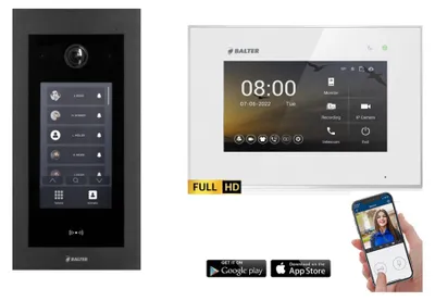 Produktbild von BALTER EVO HD Touch Schwarz Video Türsprechanlage Set bis 1000 Teilnehmer 3x7" WLAN Monitor Weiß
