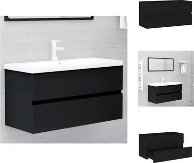 Produktbild von vidaXL Waschbeckenunterschrank Schwarz 90x38,5x45 cm Holzwerkstoff -  Badezimmermöbel-Sets