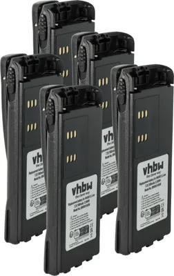 Produktbild von vhbw 5x Akku kompatibel mit Motorola GP580, GP540, HT1200, HT1225, GP640, GP380, GP680 Funkgerät, Walkie Talkie (1800 mAh, 7,2 V, Li-Ion) + Gürtelclip