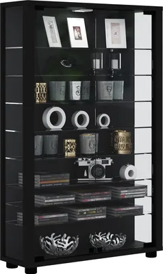 Zdjęcie produktu dla Szklana obudowa stojąca | Etui na wyświetlacz Szkło z bezpiecznym szkłem ESG | Wymiary ok. H. 90 x W. 59 x D. 18 cm | Stand case glass | Nowoczesne i oszczędne miejsce | Szklana szafka ekspozycyjna – Lumo Mini