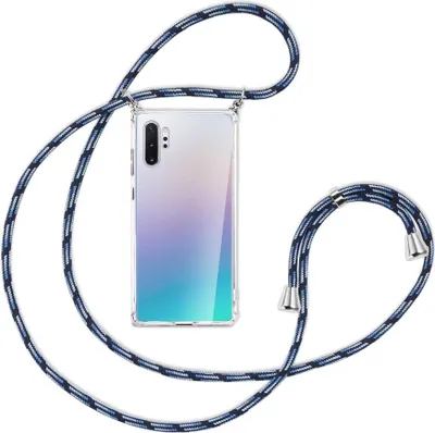 Produktbild von Handykette Backcover-Schutzhülle mit Band (Metall silberfarben) für Samsung Galaxy Note 10 Plus - Blautöne