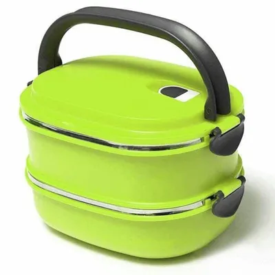 Produktbild von 2/1 Schicht Edelstahl Isoliert Bento Lunchbox Lebensmittelbehälter Aufbewahrungsbox-Grün 2