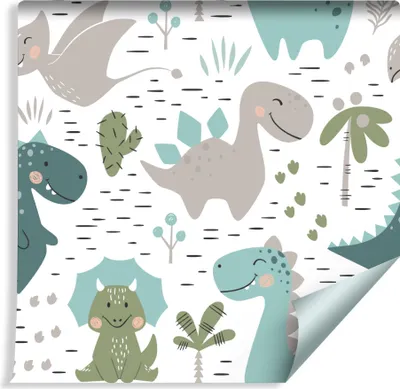 Produktbild von 10m VLIES TAPETE Rolle Kinderzimmer Frühliche Dinosaurier XXL