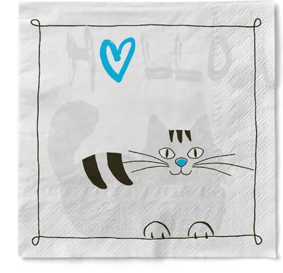 Produktbild von Sovie HOME Serviette Moritz in Blau aus Tissue 33 x 33 cm, 3-lagig, 20 Stück - Katze