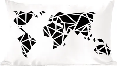 Produktbild von MuchoWow® Zierkissen Sofakissen Wohnzimmer Dekokissen 50x30 cm Weltkarte - Schwarz - Weiß - Abstrakt - Kind - Jungen - Mädchen - Wohnzimmerdekoration - Polster mit Photo