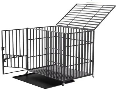 Produktbild von Hunde-Metallbox XXL – Robuste Hundenkennel mit 3 Türen, abnehmbarer Lade & Rollen – Für Große Hunde bis 100kg – 117x84x86,5cm – Schwarz