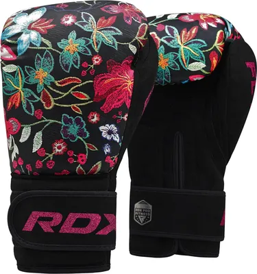 A pair of boxing gloves with a floral pattern.