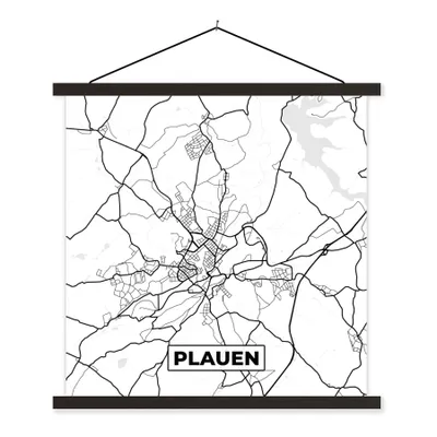 Produktbild von MuchoWow® Textilposter Plauen - Karte - Stadtplan 40x40 cm mit schwarzem Rahmen - Fotos