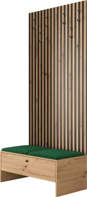 Produktbild von MIRJAN24 Garderoben-Set Balma IV, Unterschrank mit Lamellen, 2x Gepolstertes Paneel 42x42 (Farbe: Artisan Eiche / Artisan eiche + Schwarz, Manila 35)