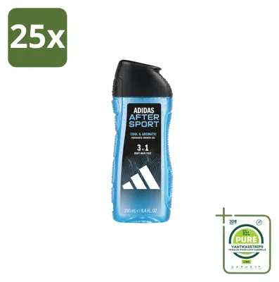 Obrázek produktu pro 25 kusů sprchového gelu a šamponu 2 v 1 Adidas After Sport - 250 ml - velkopack