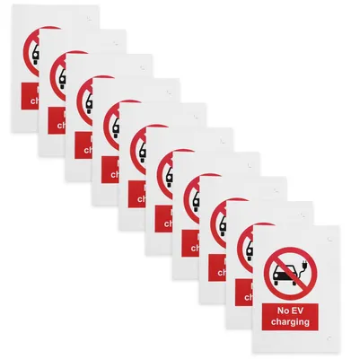 Imagen del producto de Señal de advertencia para vehículos eléctricos, paquete de 10 unidades, 160 x 125 mm, autoadhesiva, para uso en exteriores