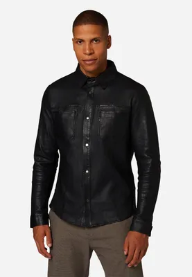 Produktbild von Lederhemd Reverse Shirt Roberto 2in1 Lammnappa – Schwarz / L