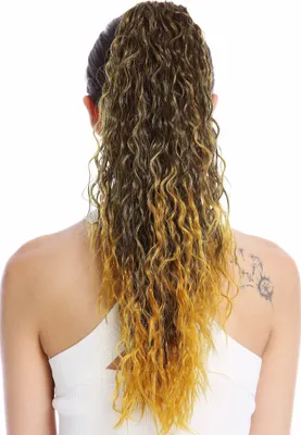 Produktbild von WIG ME UP Zopf Pferdeschwanz Lang Lockig Krepplocken Schwarz Safrangelb N461-V-2T114