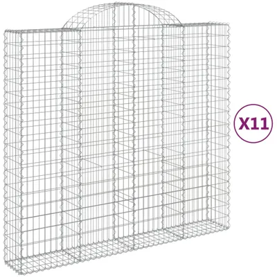 Produktbild von Gabionen mit Hochbogen 11Stk. 200x50x180/200cm Verzinktes Eisen