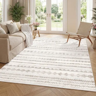 Image de Tapis lavable, motif géométrique bohème, 160 x 230 cm, pour salon