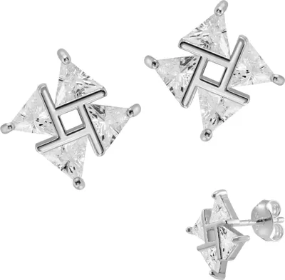 Produktbild von Ohrringe Ohrstecker 925 Sterling Silber vergoldet mit Zirkonia-Dreiecken Material - Silber