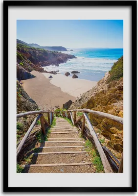 Produktbild von Bild - Bilderrahmen - Foto - 70 cm x 100 cm - MDF - Rahmen - Wandkunst - Weg zum Strand