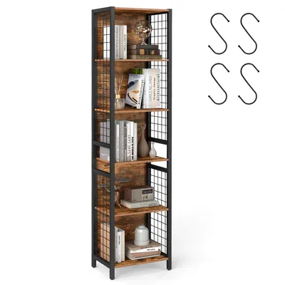 Produktbild von VASAGLE Bücherregal, Büroregal, Küchenregal, Standregal mit 6Ablagen, 4 S-Haken, 30 x 40 x 175,6 cm, für Büro, Wohnzimmer, Arbeitszimmer