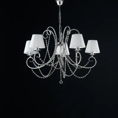 Zdjęcie produktu dla Shabby Chic Żyrandol Magda Chrom 5 Świateł E14 Z Abażurem