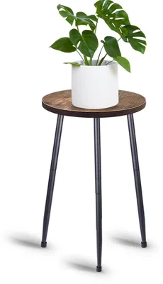 Image de Étagère métallique pour plantes, 2 niveaux, hauteur 50 cm, couleur marron