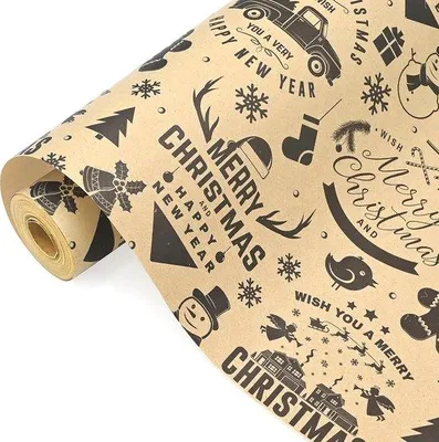 Produktbild von Famanu Geschenkpapier Schwarz 43 cm x 12 m - Verschiedene Designs