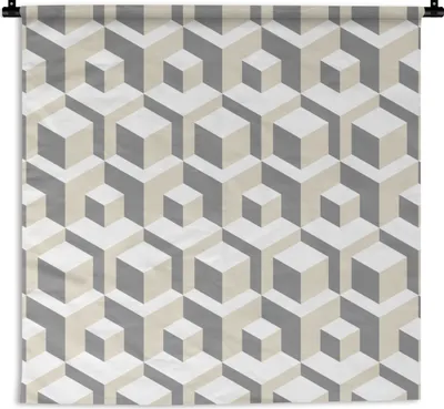 Produktbild von MuchoWow® Wandteppich Wandbehang Würfel - 3D - Muster 90x90 cm Tapisserie Dekoration Wandtuch - Wandaufhänger