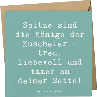 Produktbild von Mr. & Mrs. Panda Glückwunschkarte Spruch Spitz König - Meeresbrise - Geschenk, Grußkarte, doppelkarte, faltkarte, anlasskarte, Zuneigung, Hunde, Hunderassen Eigenschaften