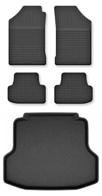 Zdjęcie produktu dla Dywaniki gumowe + mata bagażnika do Honda Civic VI 1997-2001 (sedan) – czarne, dobierane – Wielganizator Semi-Universal