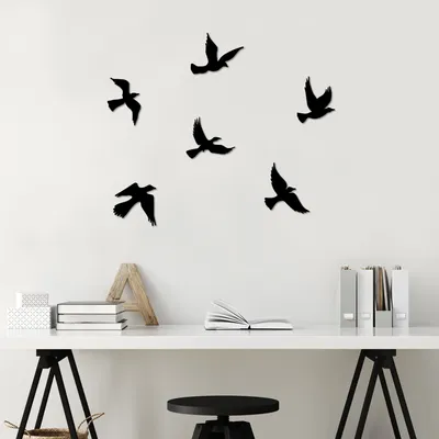 Immagine prodotto di Wallity, Uccelli volanti, accessorio decorativo da parete in metallo, 100 % METALLO, nero, 17 x 17 cm