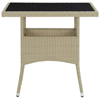 Image de vidaXL Table de jardin beige poly rotin et verre