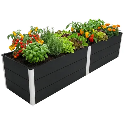 Image de Floordirekt Paros WPC Jardin Potager surélevé anthracite 200x50x45 cm – potager surélevé résistant aux intempéries pour jardin et terrasse, durable et stable