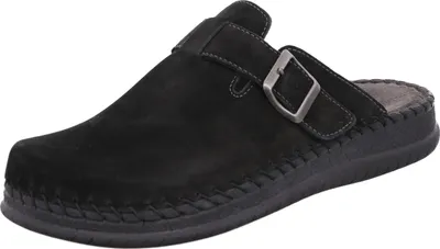 Produktbild von Rohde Herren Pantoffel Clog Nubuk Leder Schnalle Alassio 6794, Größe:44 EU, Farbe:Schwarz