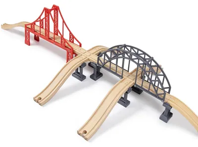 Productafbeelding van Solidchoice - Houten Spoorbaan Accessoires met Brug