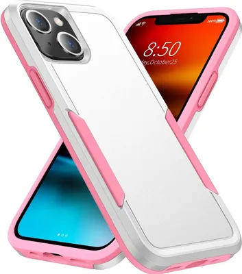 Produktbild von Mobigear Heavy Armor iPhone 14 Hülle Hardcase Backcover Stoßfest - Weiß / Pink