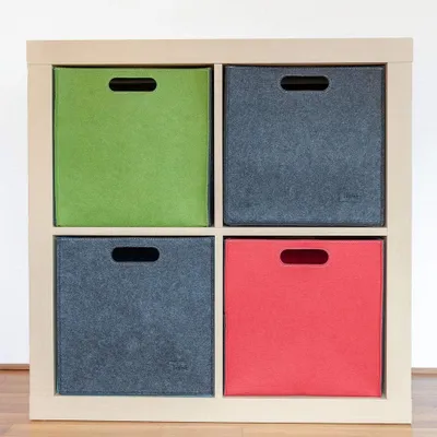Produktbild von Set von 2 Filzmanden, 33 x 33 cm, Aufbewahrungsbox, Kiste, 100% recycelte Aufbewahrungsbox, grau/rosa