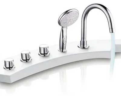 Immagine prodotto di Mucola miscelatore per bordo vasca 5 fori set HandBraunse miscelatore per bordo vasca cascata argento miscelatore per vasca miscelatore per vasca