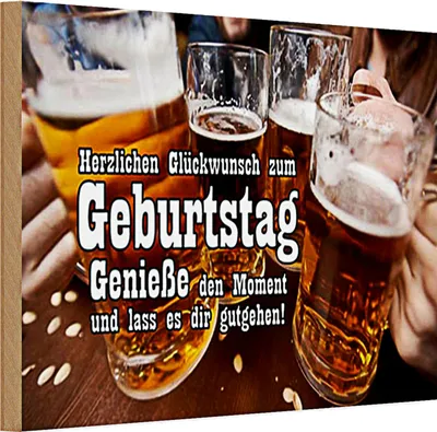 Produktbild von Holzschild Spruch 30x20cm Glückwunsch zum Geburtstag Bier