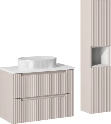 Produktbild von Badmöbel Set 2-teilig mit 80cm Waschtisch, kaschmir und weiß, NEWPORT-56-CASHMERE