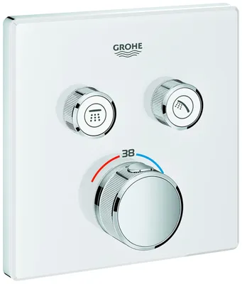 Produktbild von GROHE THERMOSTAT MIT 2 ABSPERRVENTILEN, Badewanne & Dusche, Drehventile, Metall, Weiß
