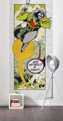 Produktbild von Komar Vlies Fototapete "Guardians Retro Comic Rocket Raccoon" - Größe: 100 x 250 cm (Breite x Höhe) - 2 Bahnen