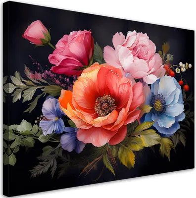 Produktbild von Leinwandbild Bunte Blumen 120x80 Feeby Bunt bild für die wand bereit zum aufhängen