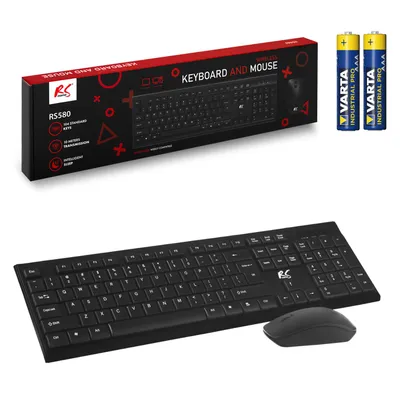 Produktbild von Kabellose Tastatur + Maus COMBO NanoRS, RS580 + 2x AAA Alkalibatterie Varta Industrial
