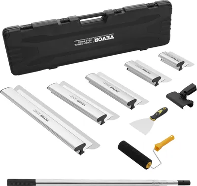 Produktbild von VEVOR Trockenbau-Spachtelklingen-Set, 178/254/356/406/610mm Spachtelklingen + 862-2072 mm Verlängerungsgriffstange, Edelstahlmesser,  für Gipskarton/Wandplatten/Gipskartonplatten