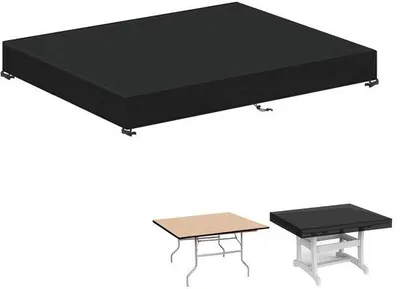 Produktbild von Unyqoos® wasserdichte, winterfeste Tisch-Schutzhülle für Gartentische – 420D Oxford, Polyurethanbeschichtet, winddicht mit 4 Klickverschlüssen, inkl. Aufbewahrungstasche