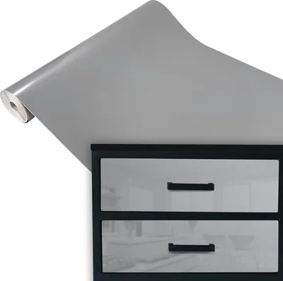 Produktbild von Klebefolie Möbel 45x100 cm - Silber/Grau Glanz - Möbelfolie selbstklebend einfarbig - Folie für Möbel zur einfachen Renovierung von Türen, Tischen und Regalen - Klebefolie dekorativ und abwaschbar